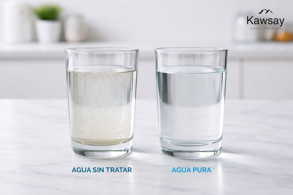 Agua pura despues del proceso de filtracion Kawsay